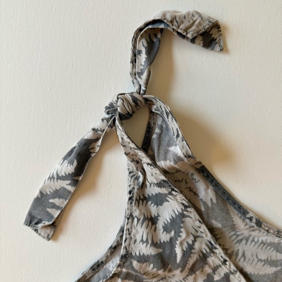 Anthropologie Jane + Delancey Crop Top Sleeveless Gray w/ White Ferns, Ties, S - Picture 5 of 8